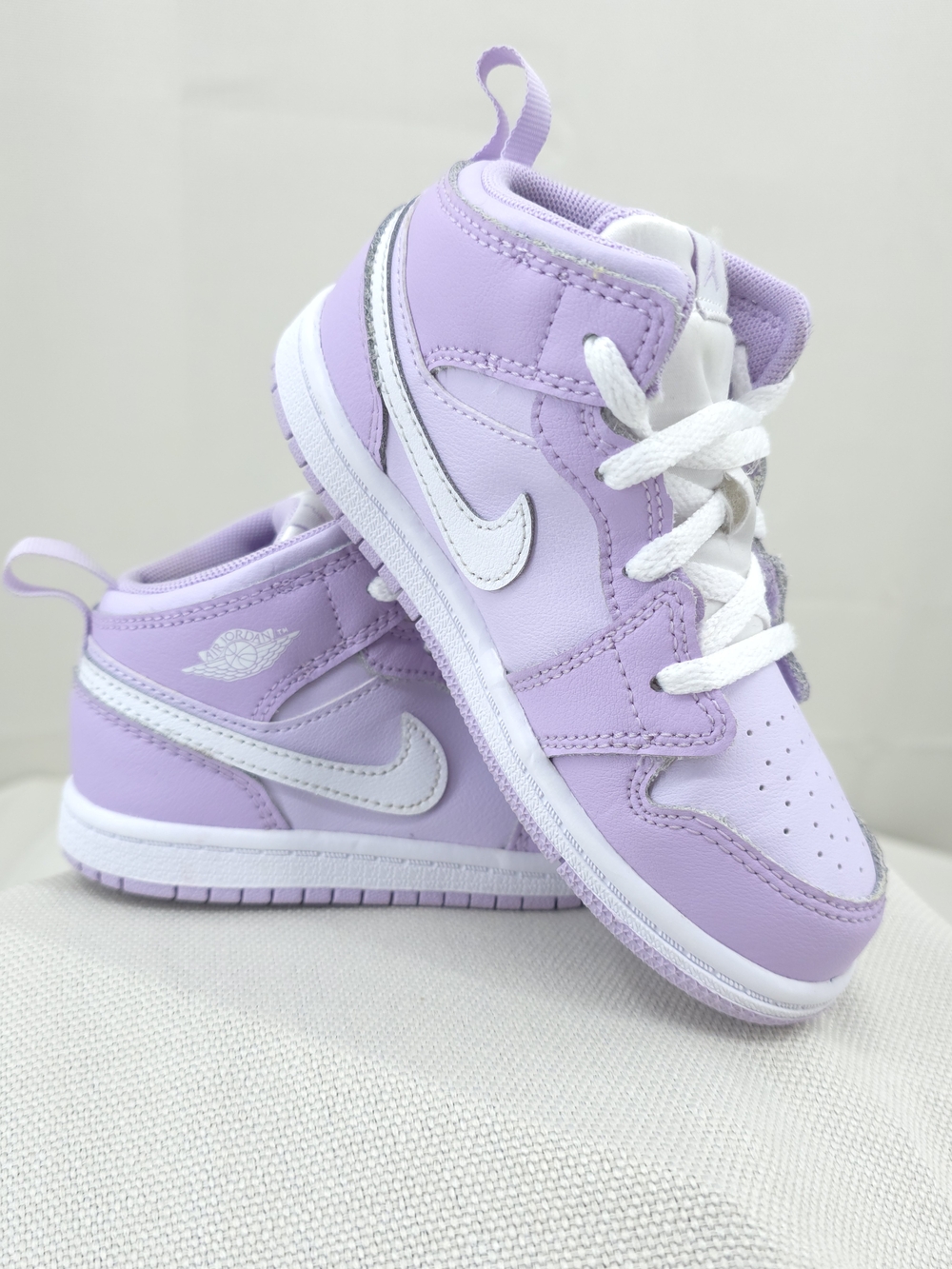 Jordan 1 Mid TD Sneakers Violet Mist Barely Grape Size 10C